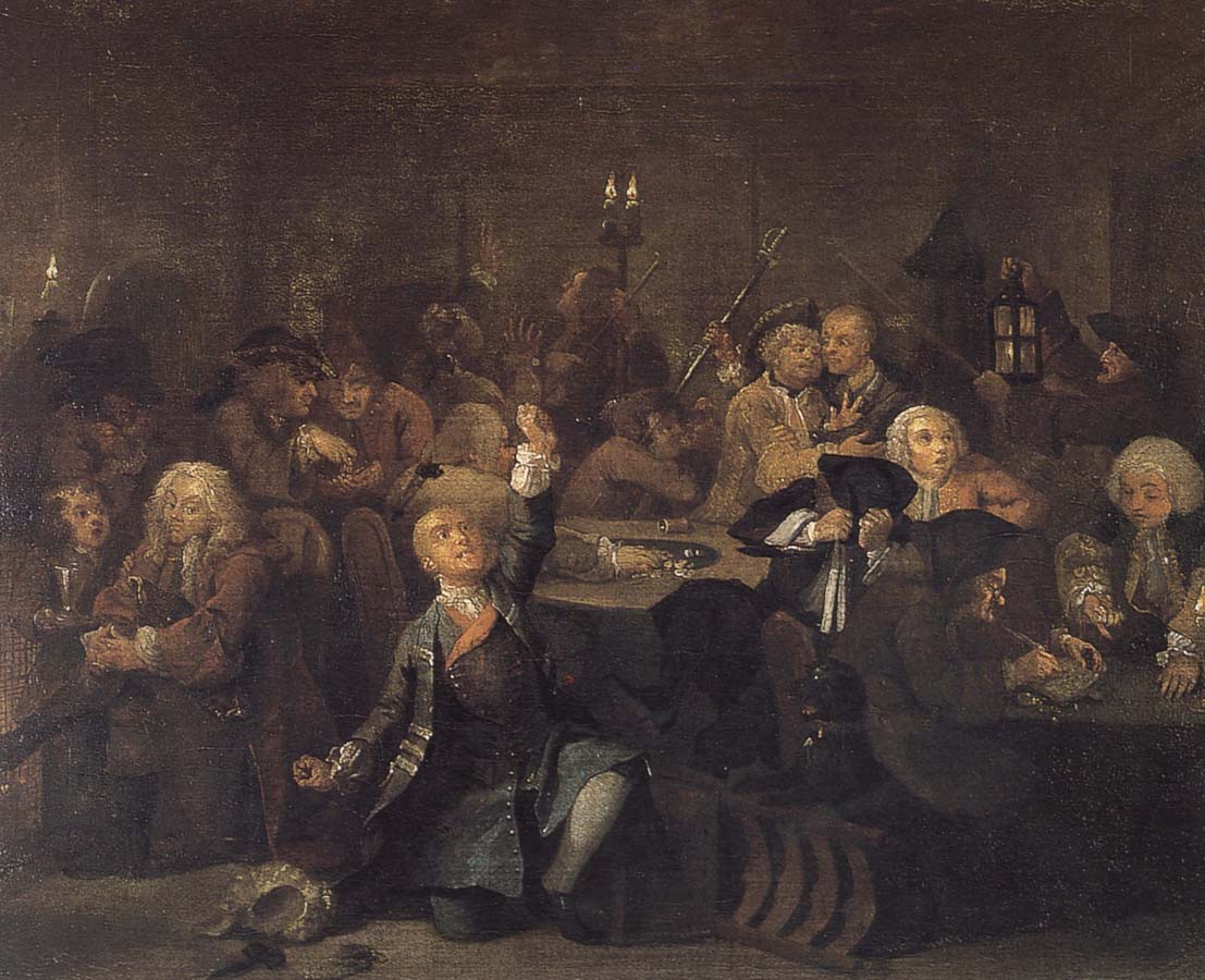 William Hogarth Prodigal son in the casino